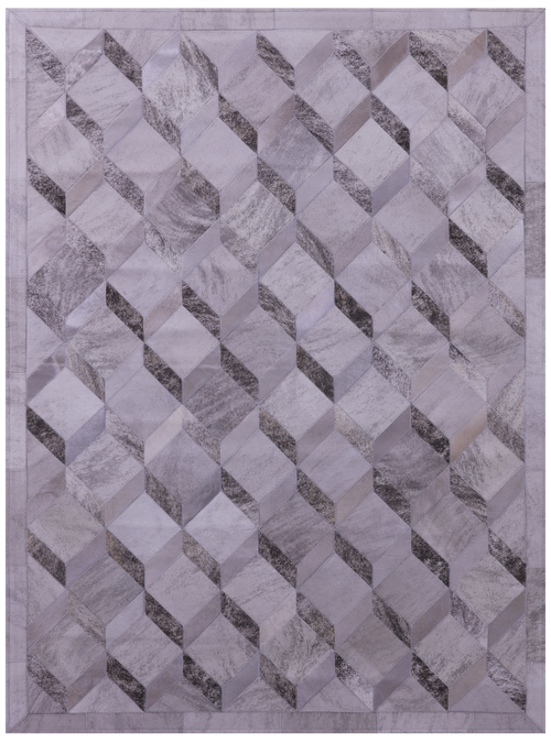 Grey Brindle Patchwork Natural Cowhide Rug - 5' 0