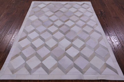 Brown & White Patchwork Natural Cowhide Rug - 5' 0