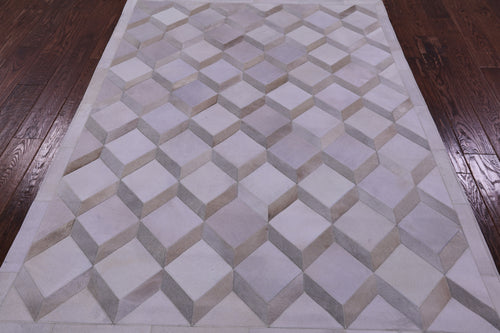 Brown & White Patchwork Natural Cowhide Rug - 5' 0