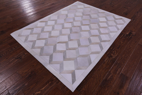 Brown & White Patchwork Natural Cowhide Rug - 5' 0