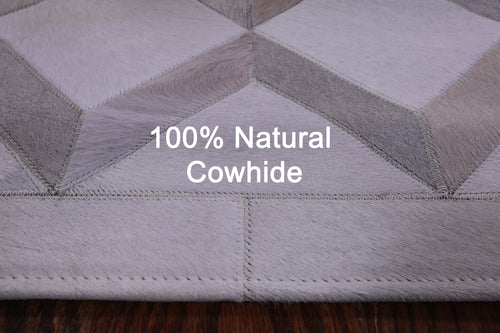 Brown & White Patchwork Natural Cowhide Rug - 5' 0