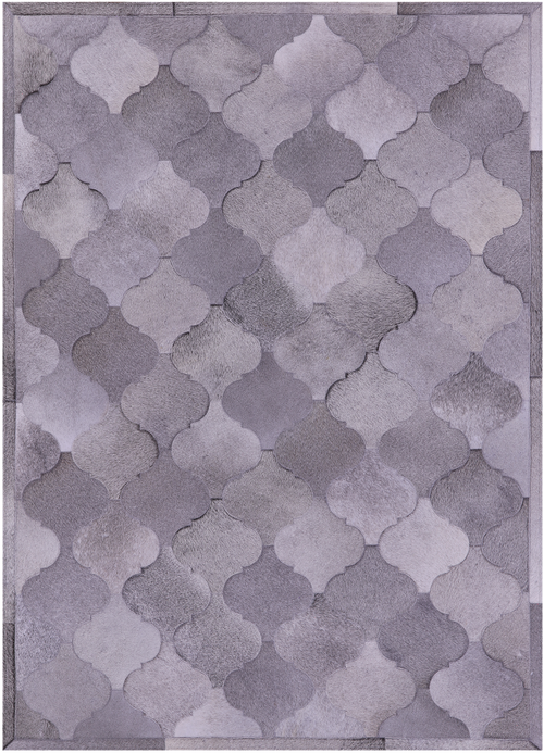 Lantern Tile Grey Patchwork Natural Cowhide Rug - 4' 10