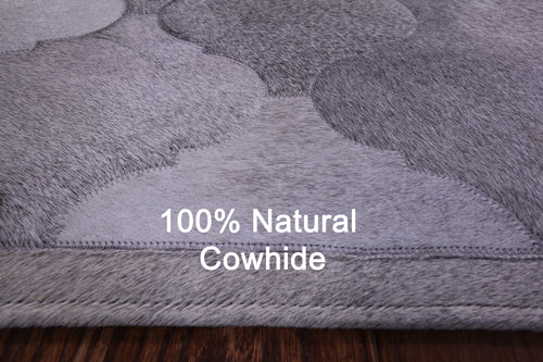 Lantern Tile Grey Patchwork Natural Cowhide Rug - 4' 10