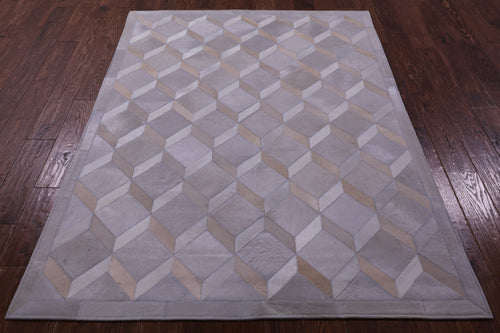 Grey Patchwork Natural Cowhide Rug - 4' 11