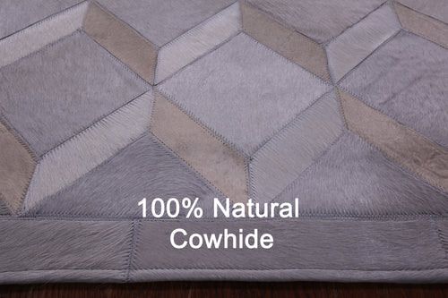 Grey Patchwork Natural Cowhide Rug - 4' 11