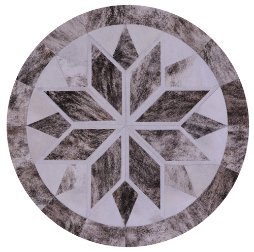 Brindle Round Patchwork Natural Cowhide Rug - 5' 0