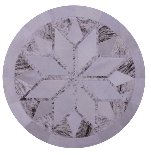 Brindle Round Patchwork Natural Cowhide Rug - 5' 0