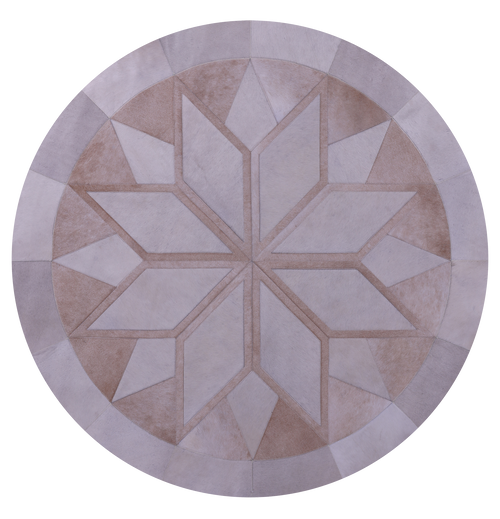 Brown Round Patchwork Natural Cowhide Rug - 5' 0