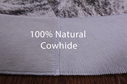 Brindle Grey Round Patchwork Natural Cowhide Rug - 5' 0