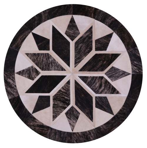 Brindle Round Patchwork Brown Natural Cowhide Rug - 5' 0