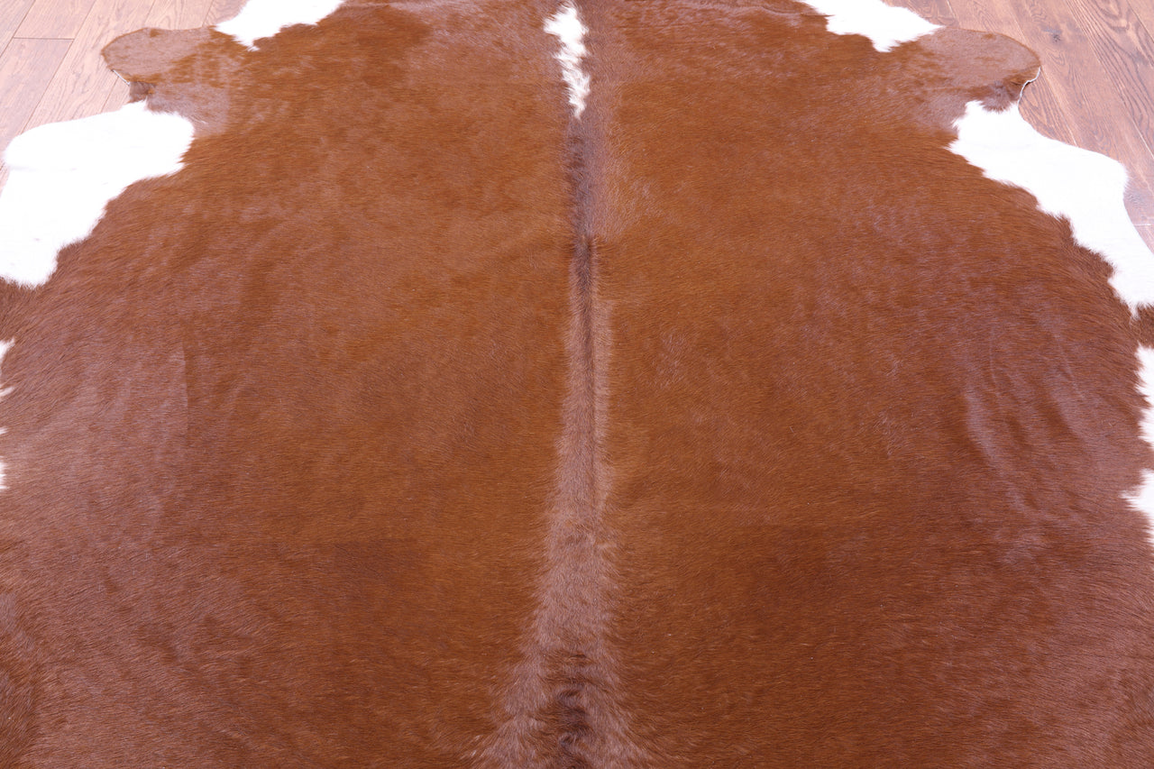 Brown & White Natural Cowhide Rug - XX-Large 8' 6"H x 7' 7"W