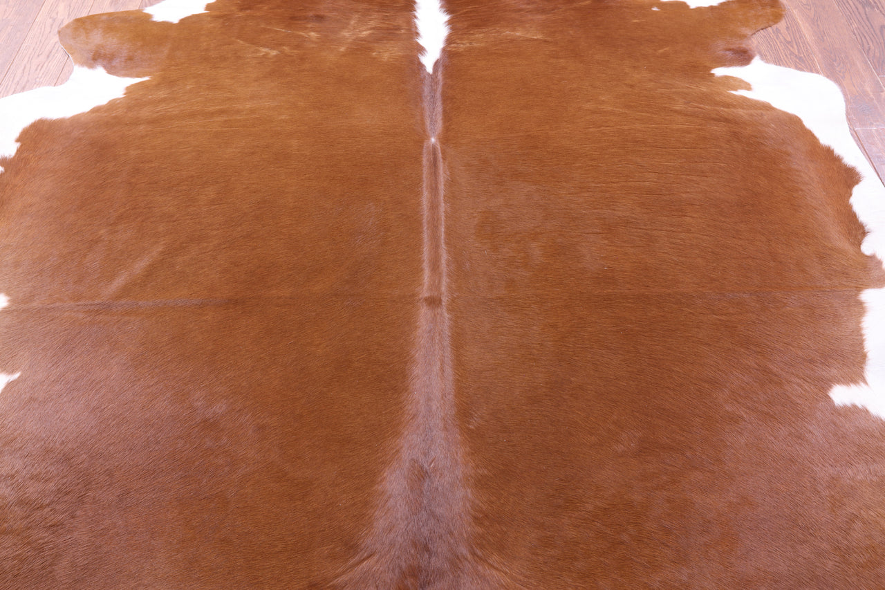 Brown & White Natural Cowhide Rug - XX-Large 8' 0"H x 7' 3"W
