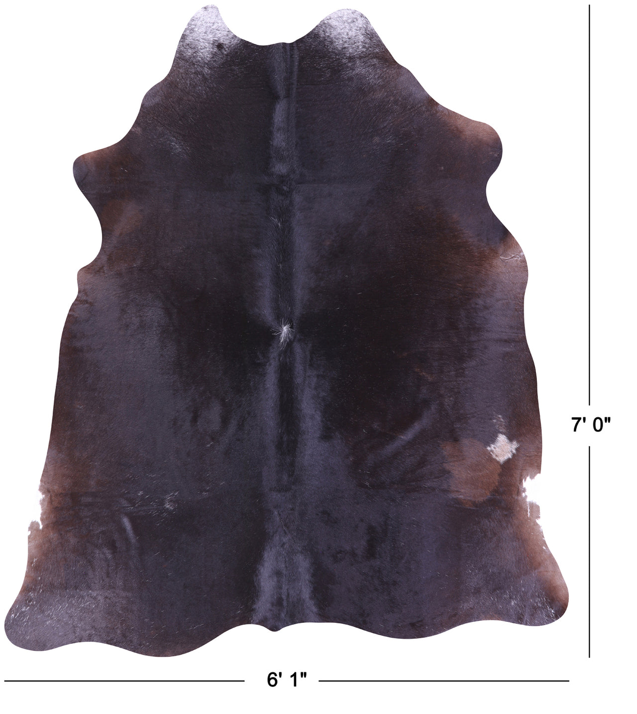 Black Natural Cowhide Rug - X-Large 7' 0"H x 6' 1"W