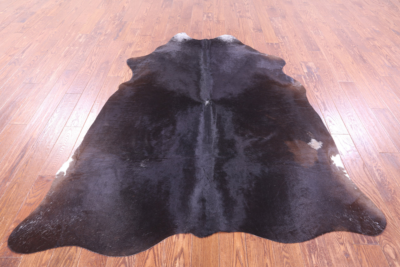 Black Natural Cowhide Rug - X-Large 7' 0"H x 6' 1"W