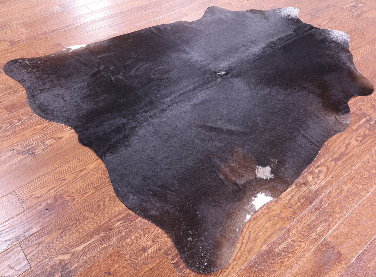 Black Natural Cowhide Rug - X-Large 7' 0"H x 6' 1"W