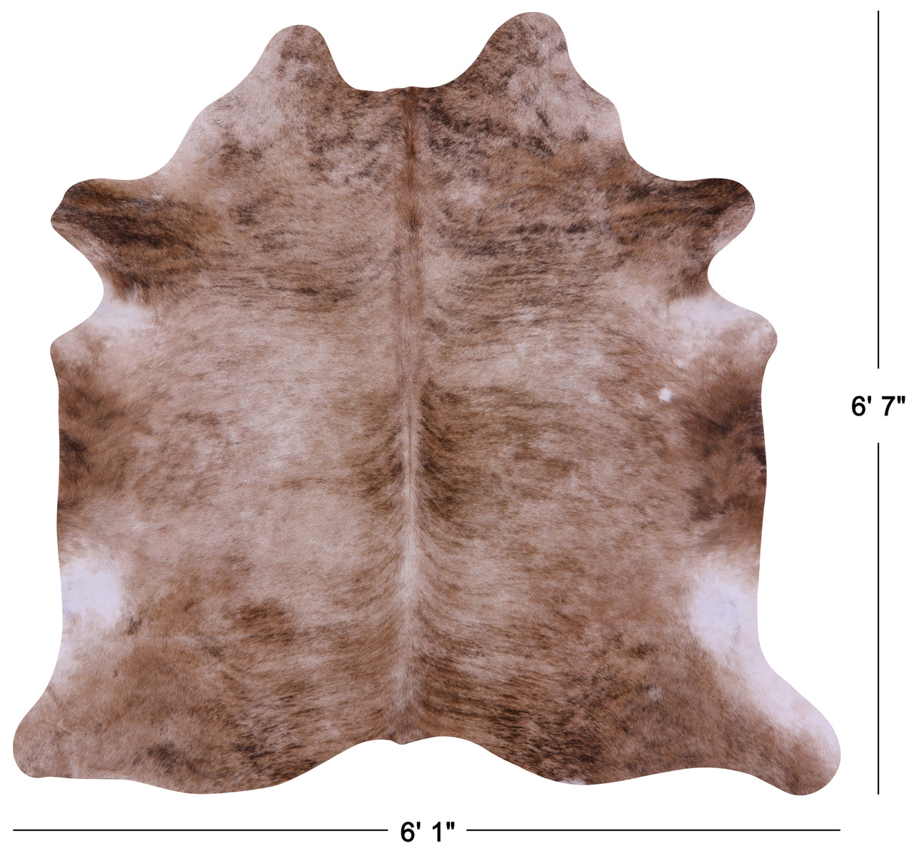 Light Brindle Natural Cowhide Rug - Large 6' 7"H x 6' 1"W