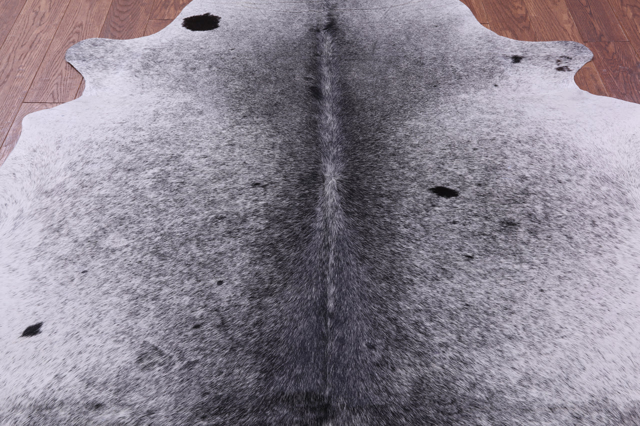 Black Salt & Pepper Natural Cowhide Rug - Large 6' 8"H x 5' 11"W