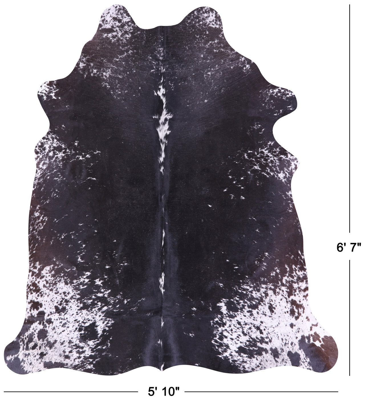 Black Salt & Pepper Natural Cowhide Rug - Large 6' 7"H x 5' 10"W
