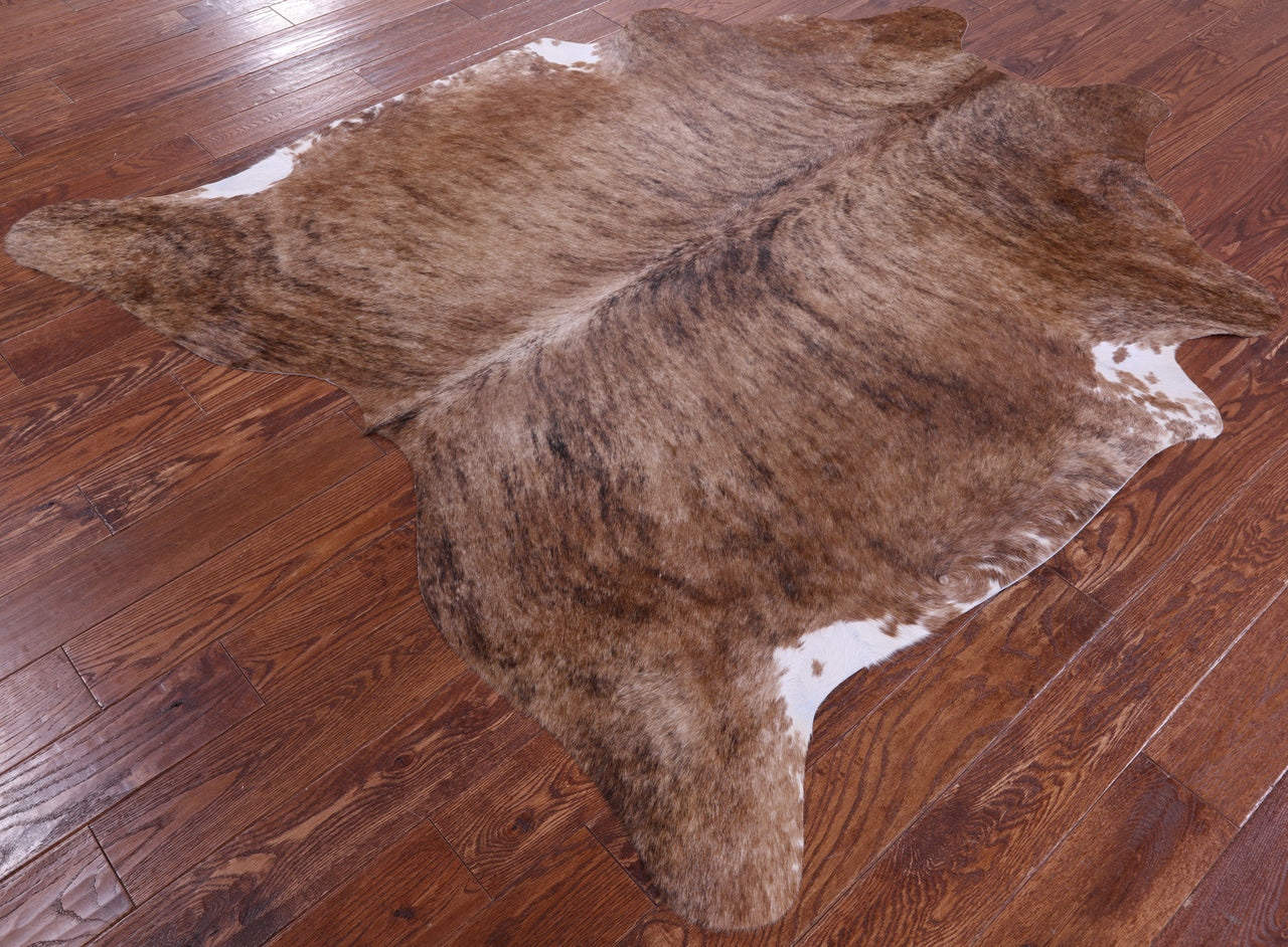 Light Brindle Natural Cowhide Rug - Large 6' 6"H x 6' 0"W