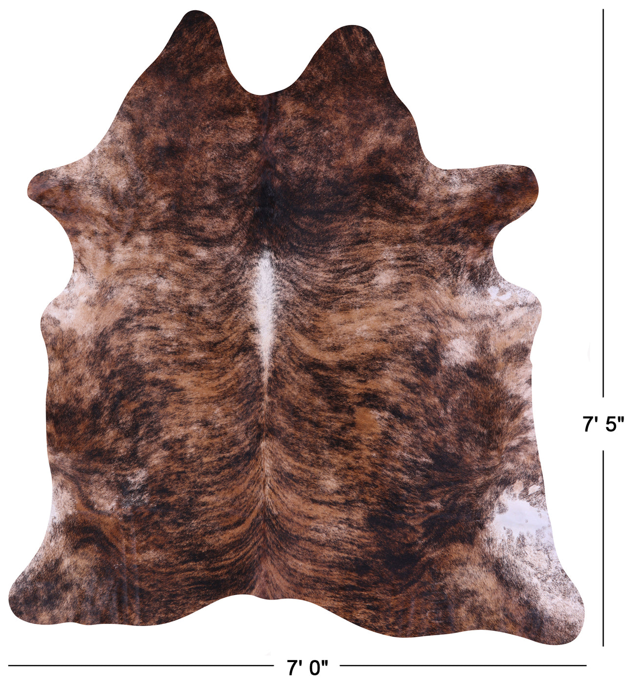 Light Brindle Natural Cowhide Rug - X-Large 7' 5"H x 7' 0"W