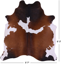 Thumbnail for Brown & White Natural Cowhide Rug - Medium 6' 3