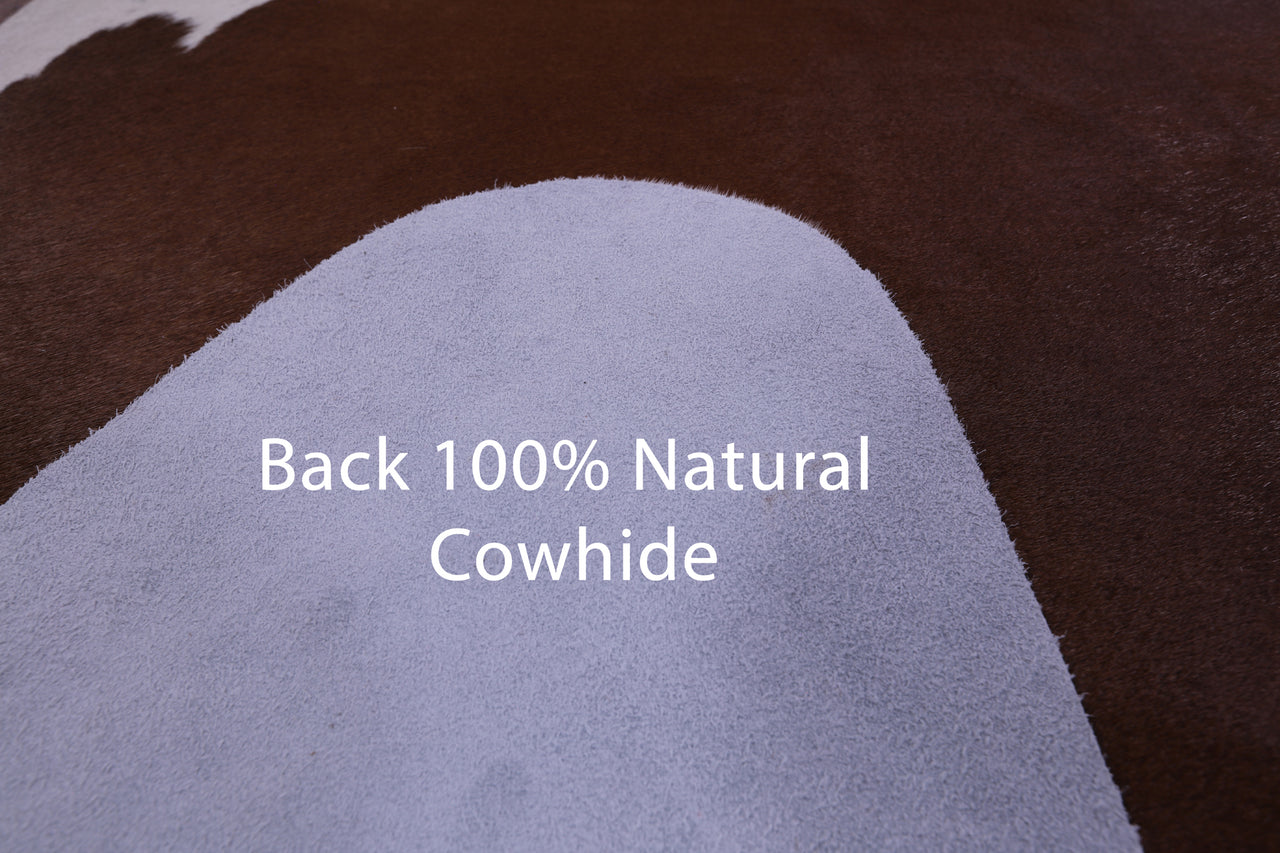 Brown & White Natural Cowhide Rug - Medium 6' 3"H x 5' 7"W