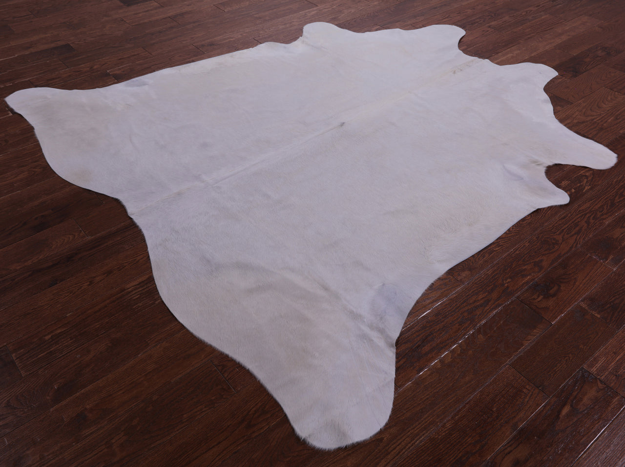 White Natural Cowhide Rug - X-Large 7' 2"H x 7' 0"W