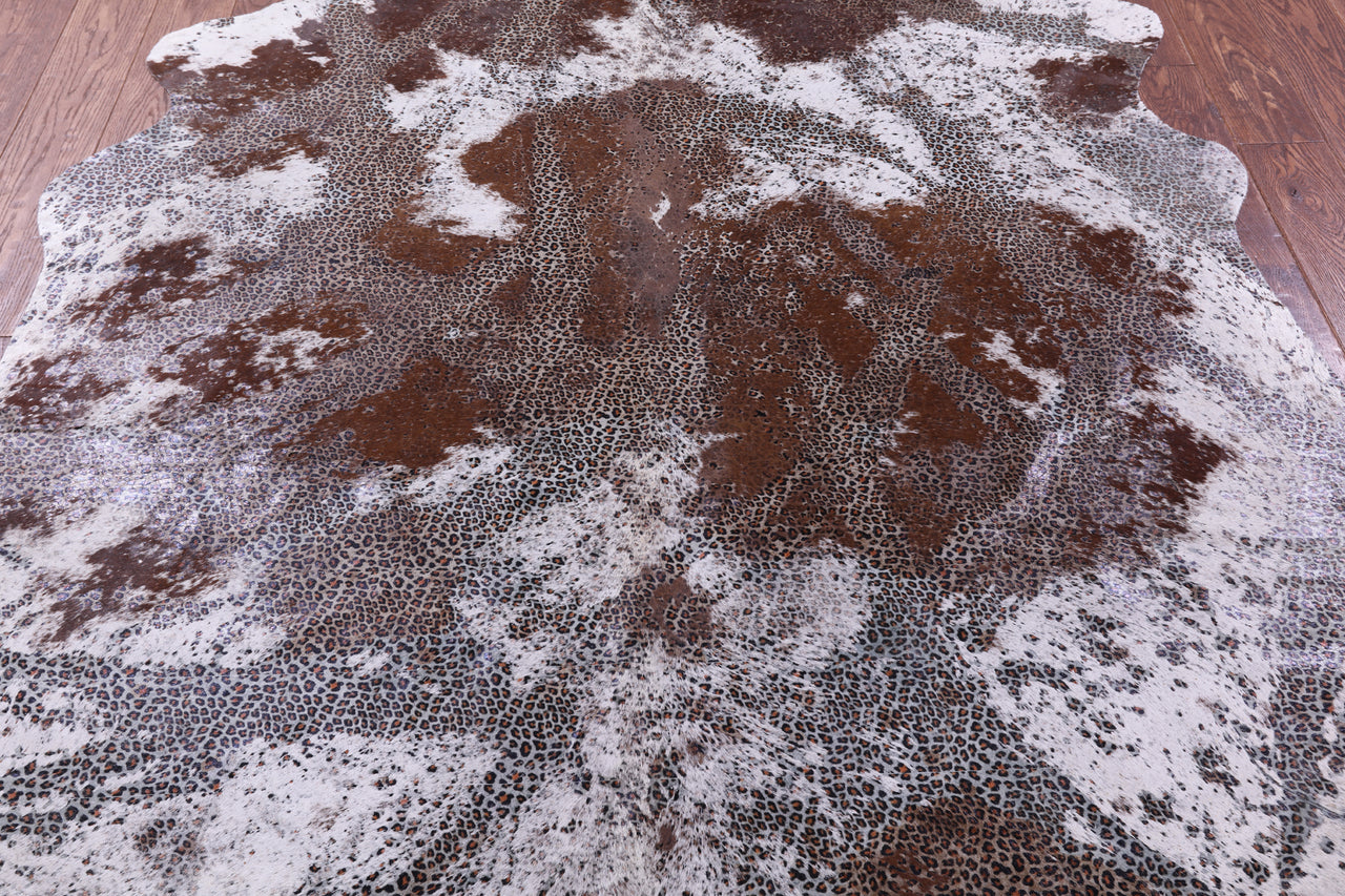 Leopard Animal Print Natural Cowhide Rug - X-Large 7'5"H x 6'2"W