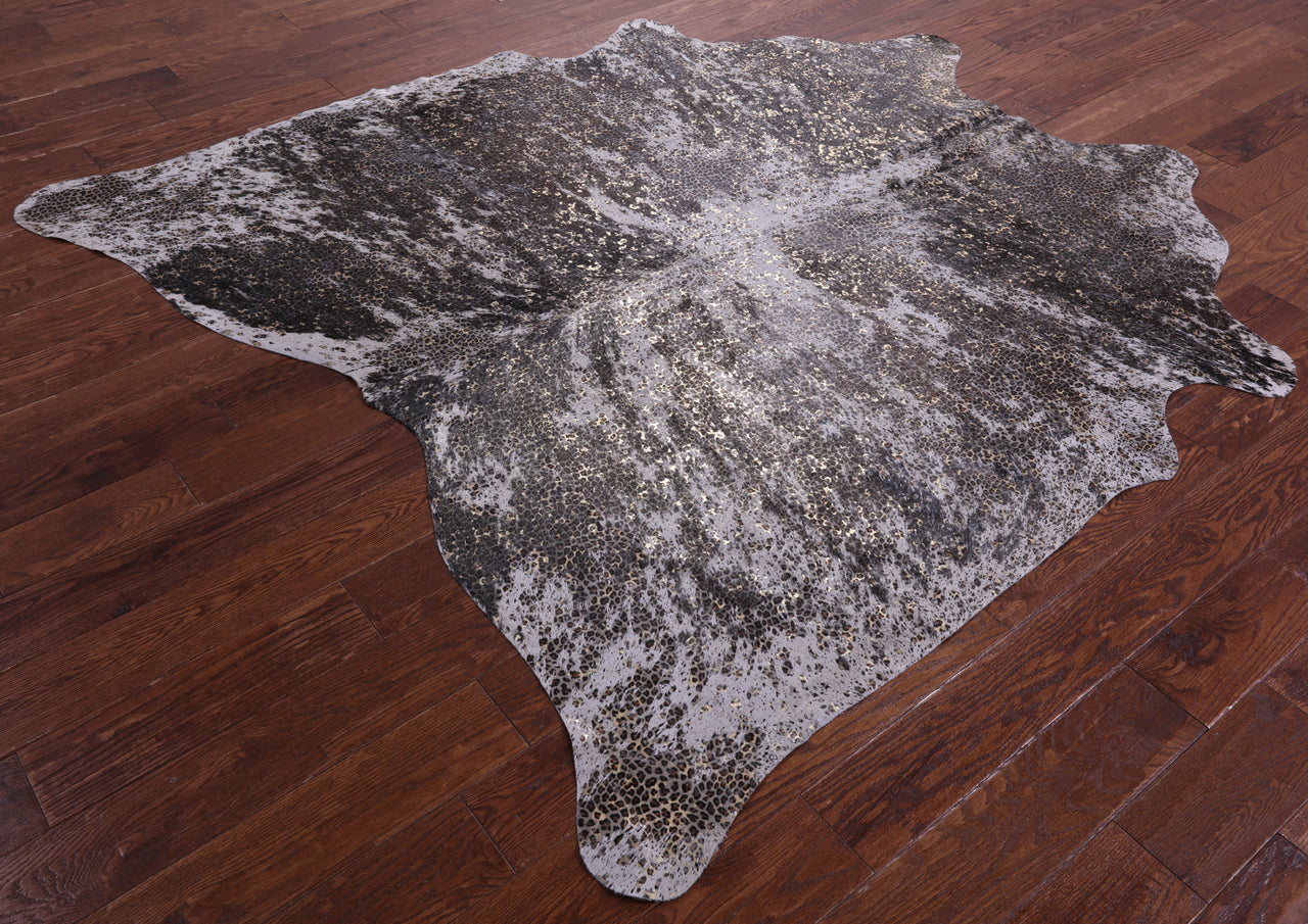 Leopard Animal Print Natural Cowhide Rug - X-Large 7'0"H x 6'5"W