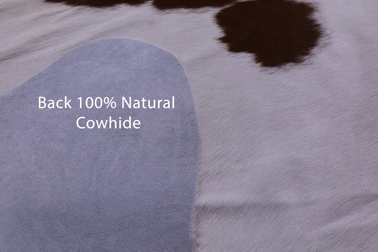 Brown & White Natural Cowhide Rug - X-Large 7' 0"H x 6' 2"W