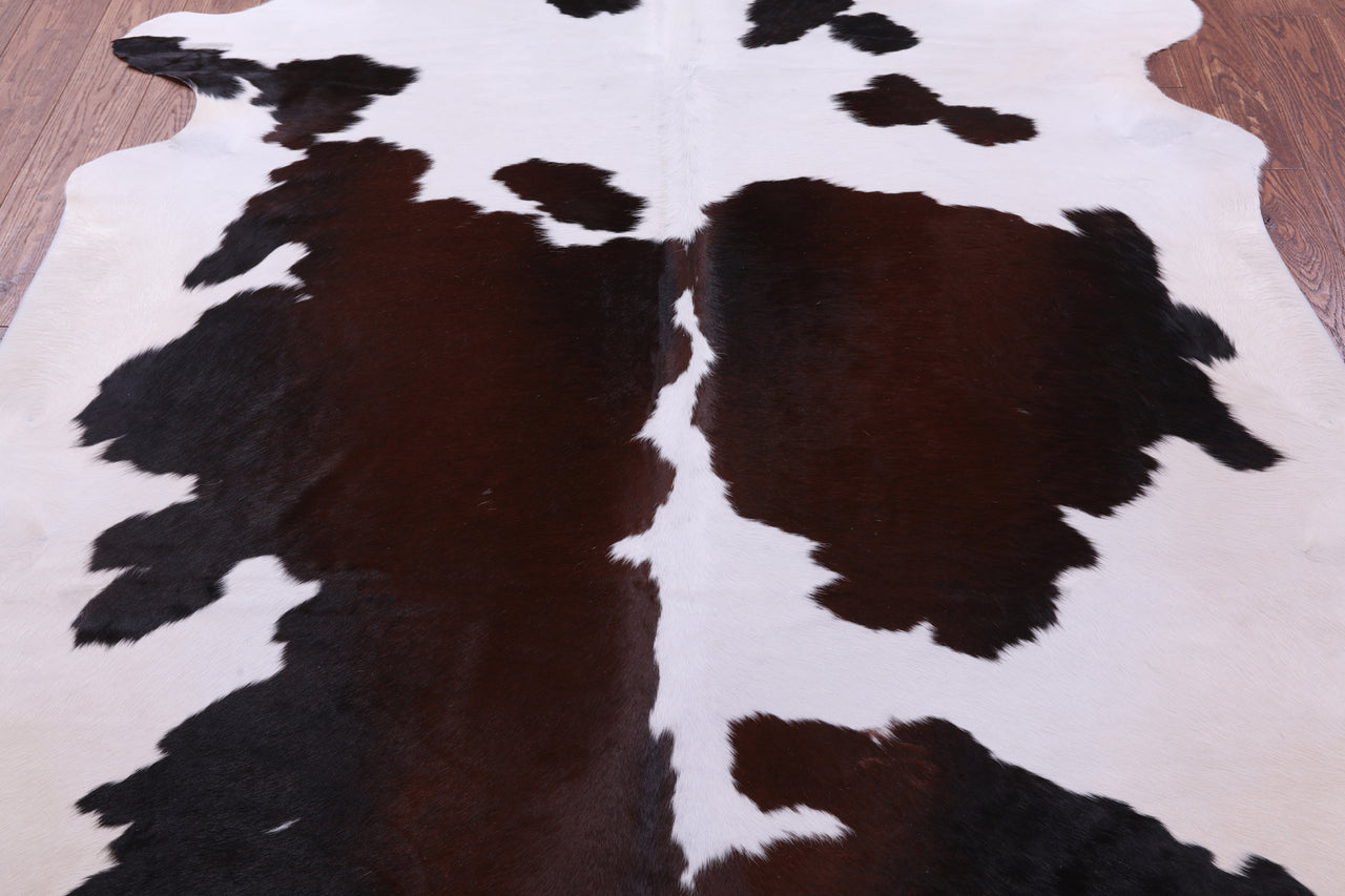 Brown & White Natural Cowhide Rug - X-Large 7' 6"H x 6' 6"W