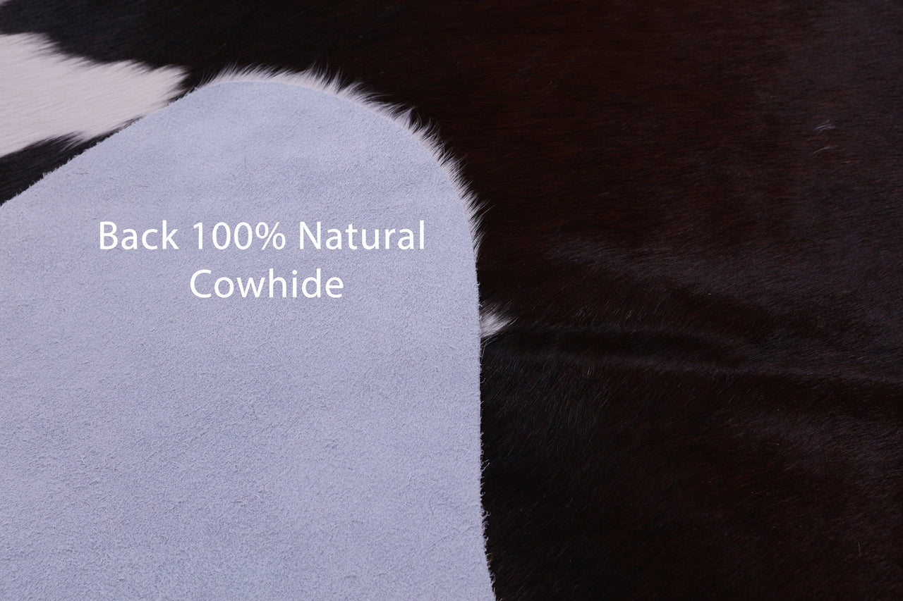Brown & White Natural Cowhide Rug - X-Large 7' 6"H x 6' 6"W