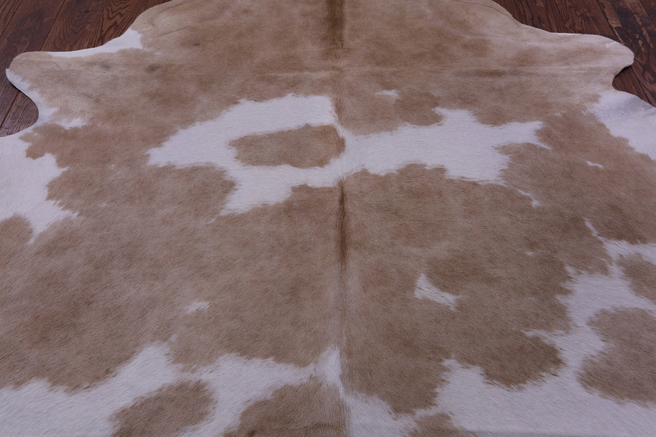 Brown & White Natural Cowhide Rug - X-Large 7' 0"H x 6' 2"W