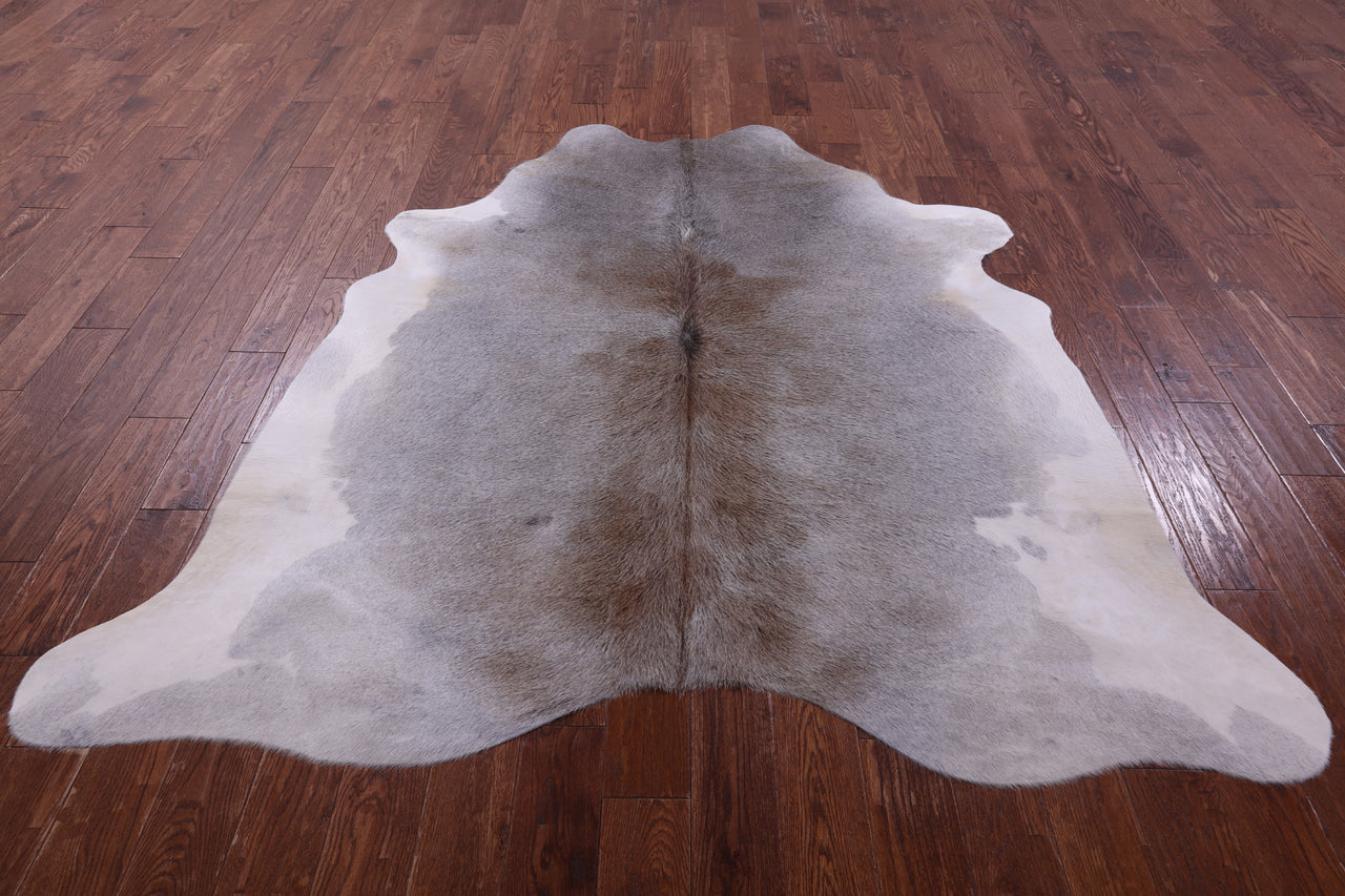 Grey & White Natural Cowhide Rug - X-Large 7' 0"H x 6' 8"W