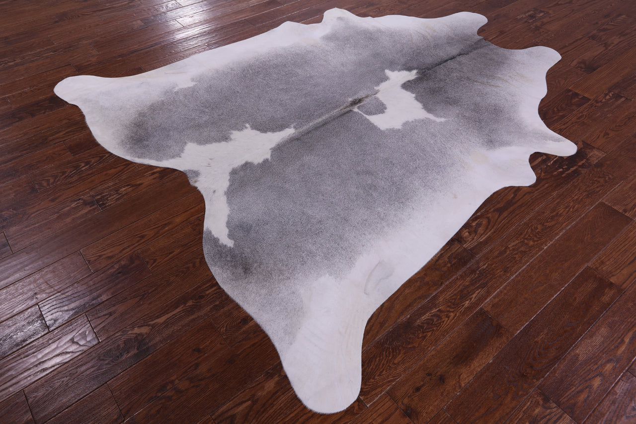 Grey & White Natural Cowhide Rug - XX-Large 7' 10"H x 7' 0"W