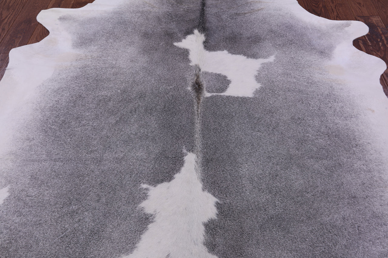 Grey & White Natural Cowhide Rug - XX-Large 7' 10"H x 7' 0"W