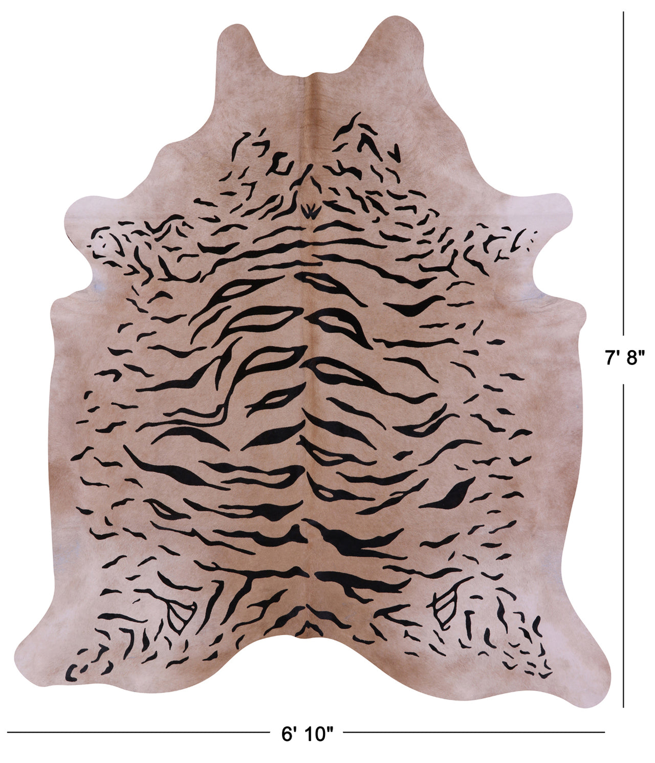 Tiger Animal Print Natural Cowhide Rug - XX-Large 7' 8"H x 6' 10"W