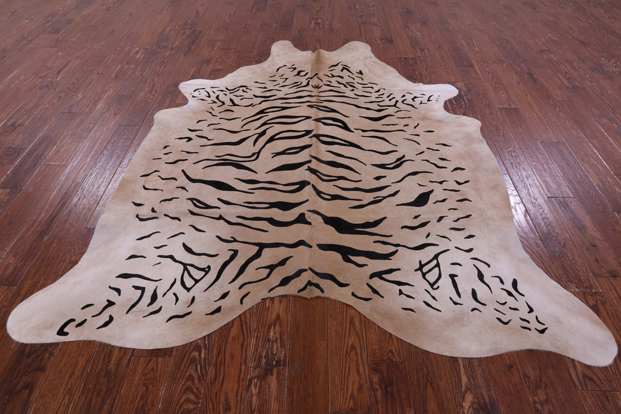 Tiger Animal Print Natural Cowhide Rug - XX-Large 7' 8"H x 6' 10"W