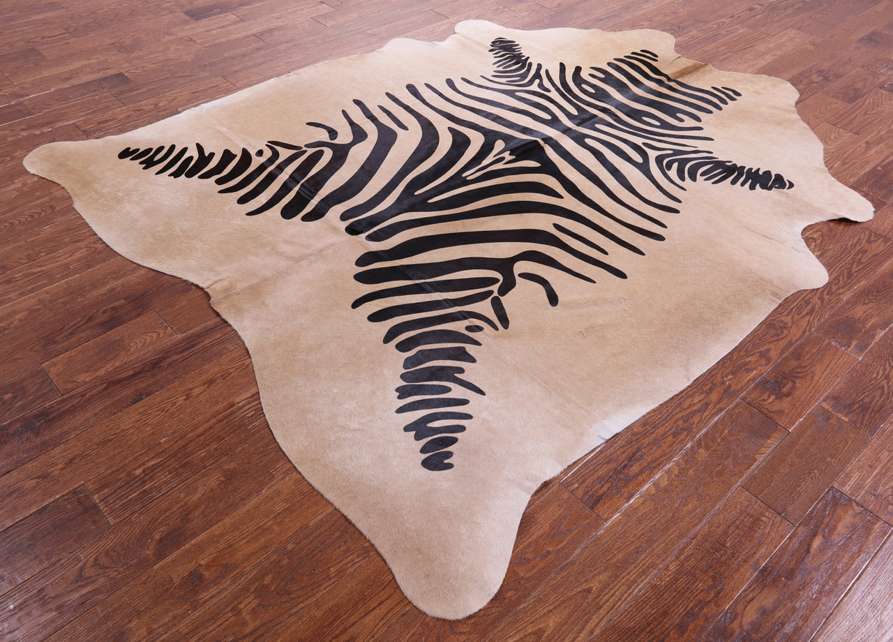 Zebra Animal Print Natural Cowhide Rug - XX-Large 8' 0"H x 6' 9"W