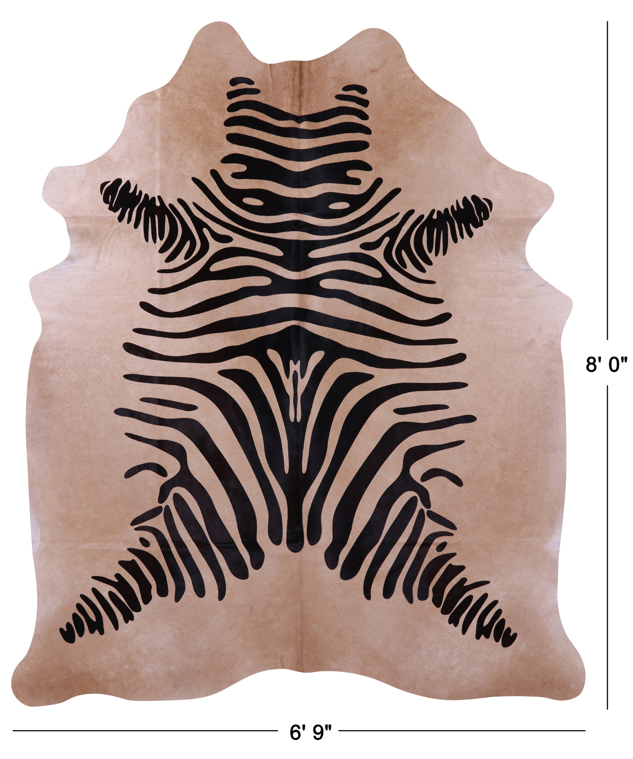 Zebra Animal Print Natural Cowhide Rug - XX-Large 8' 0"H x 6' 9"W