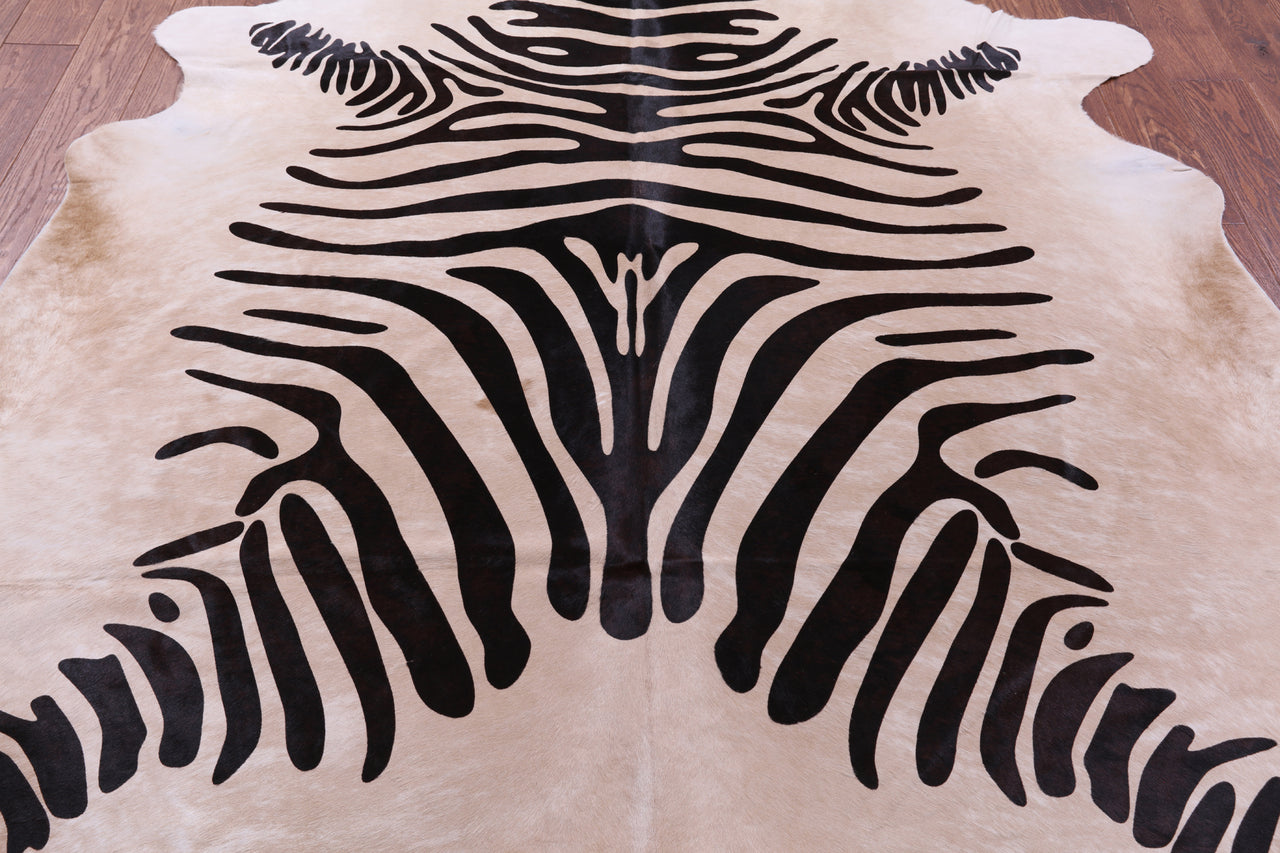 Zebra Animal Print Natural Cowhide Rug - XX-Large 7' 9"H x 6' 10"W