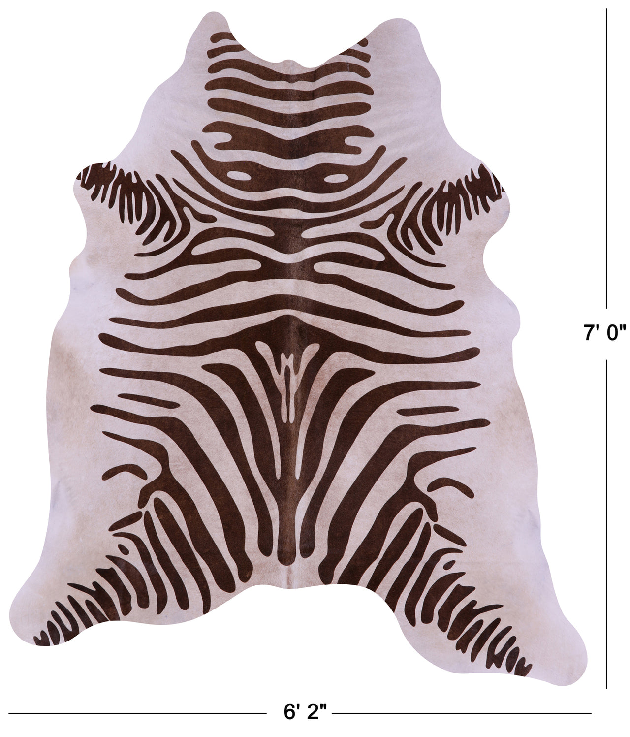 Zebra Animal Print Natural Cowhide Rug - X-Large 7' 0"H x 6' 2"W