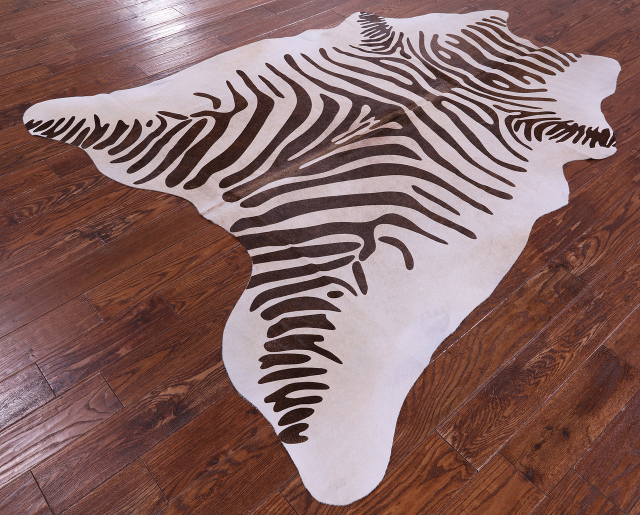 Zebra Animal Print Natural Cowhide Rug - X-Large 7' 0"H x 6' 2"W