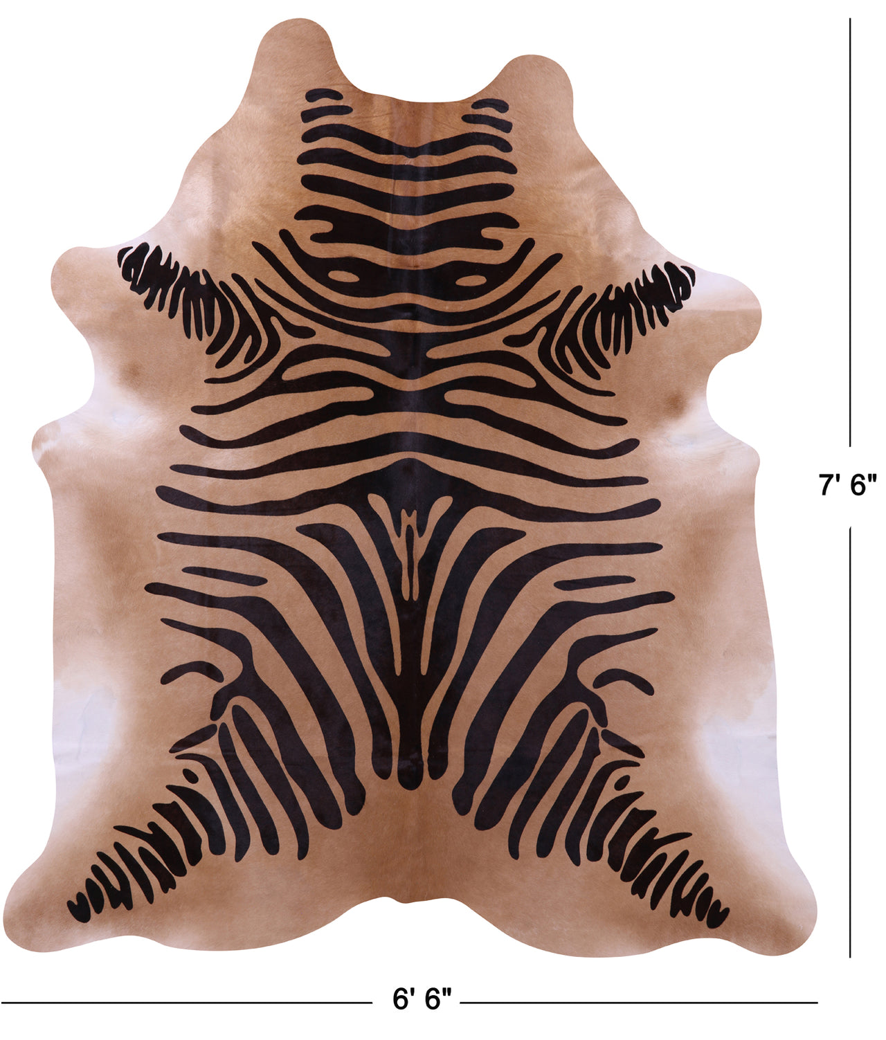 Zebra Animal Print Natural Cowhide Rug - X-Large 7' 6"H x 6' 6"W