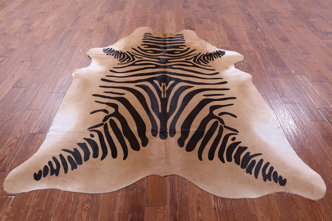 Zebra Animal Print Natural Cowhide Rug - X-Large 7' 6"H x 6' 6"W