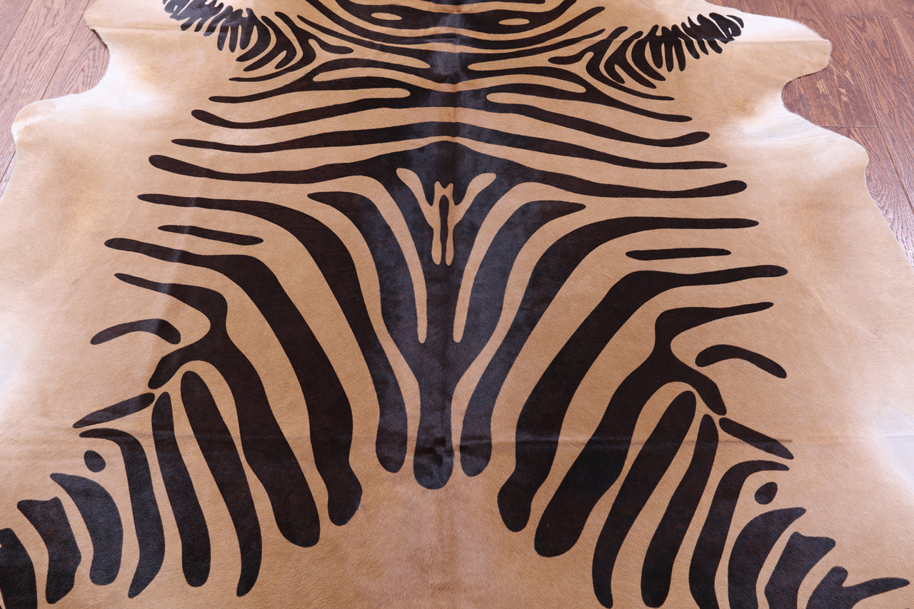 Zebra Animal Print Natural Cowhide Rug - X-Large 7' 6"H x 6' 6"W