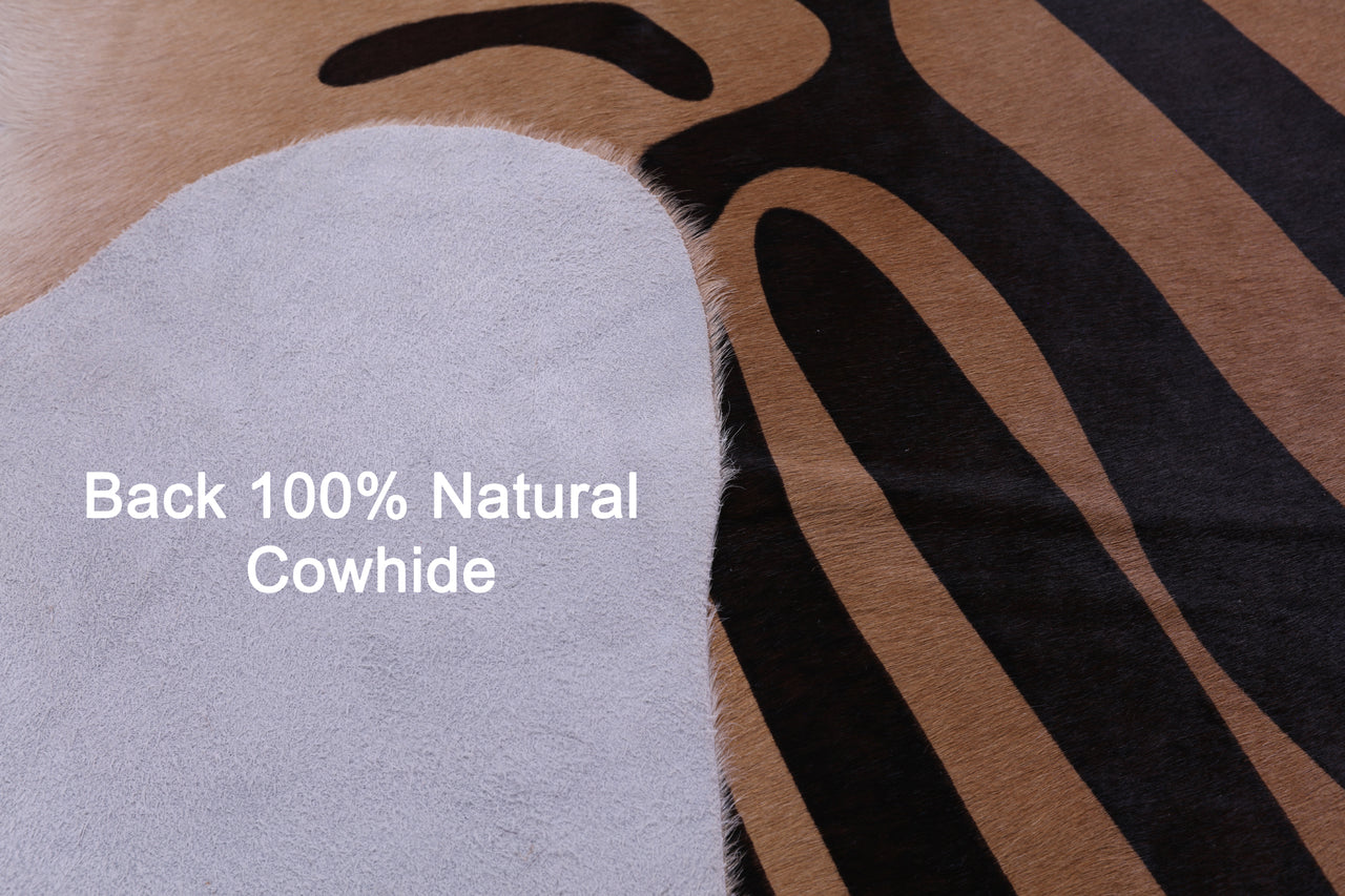 Zebra Animal Print Natural Cowhide Rug - X-Large 7' 6"H x 6' 6"W