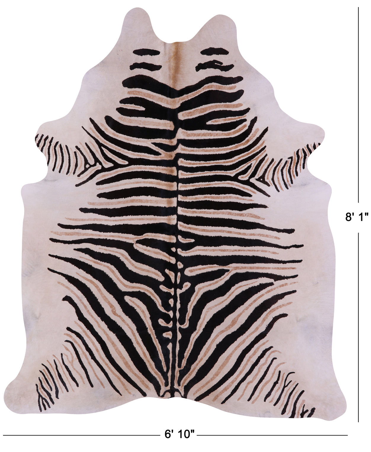 Zebra Animal Print Natural Cowhide Rug - XX-Large 8' 1"H x 6' 10"W