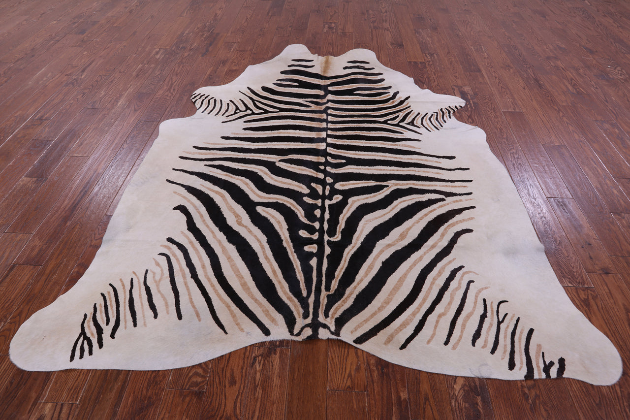 Zebra Animal Print Natural Cowhide Rug - XX-Large 8' 1"H x 6' 10"W