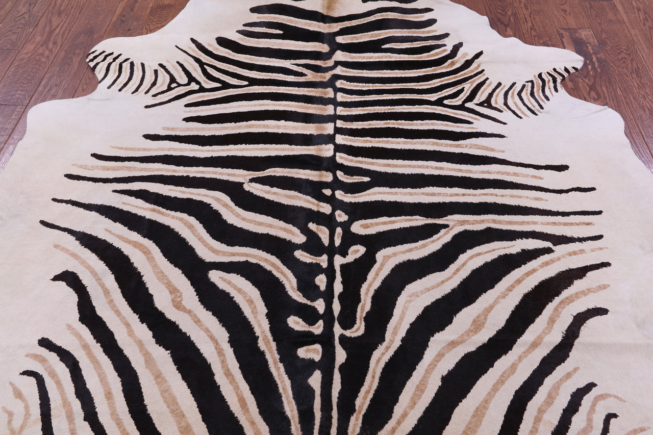 Zebra Animal Print Natural Cowhide Rug - XX-Large 8' 1"H x 6' 10"W